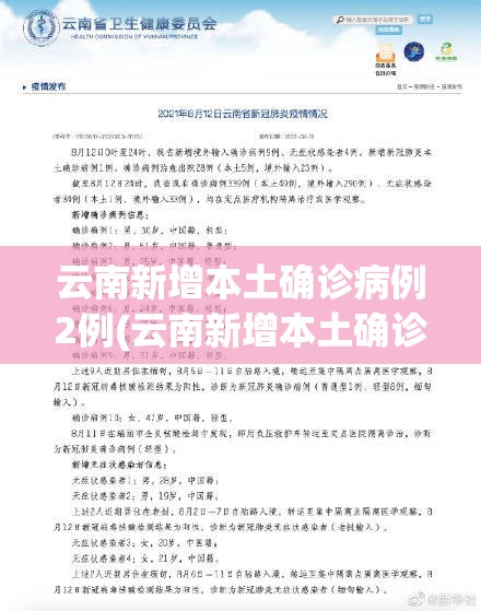 云南新增本土确诊病例2例(云南新增本土确诊病例2例是哪里的)