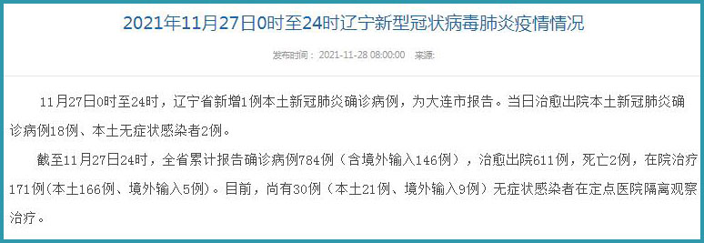辽宁新增1例本土确诊病例(辽宁新增1例本土确诊病例在哪) 辽宁新增1例本土确诊病例(辽宁新增1例本土确诊病例在哪)
