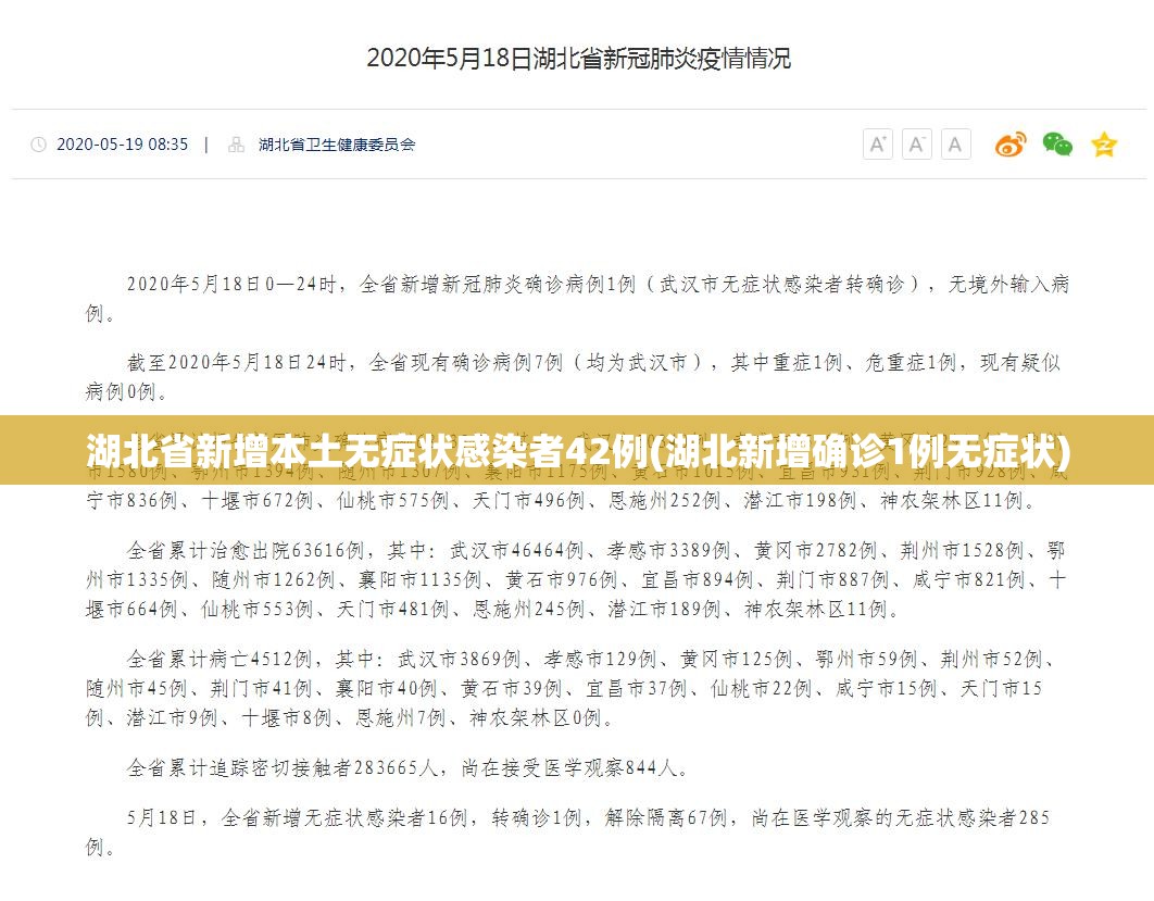 湖北省新增本土无症状感染者42例(湖北新增确诊1例无症状)