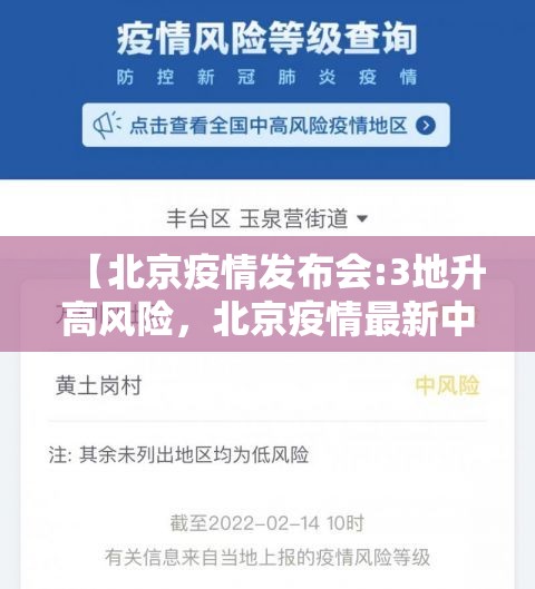 【北京疫情发布会:3地升高风险，北京疫情最新中高风险地区查询】