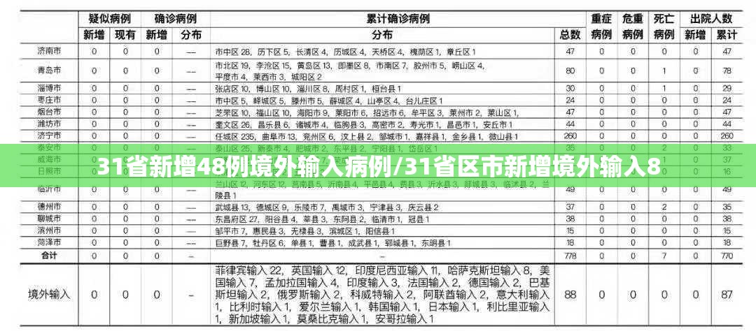 31省新增48例境外输入病例/31省区市新增境外输入8