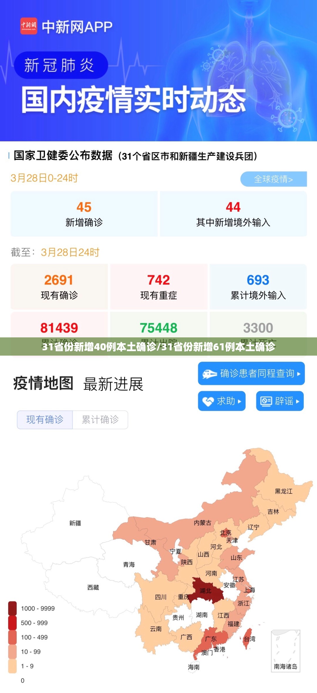 31省份新增40例本土确诊/31省份新增61例本土确诊
