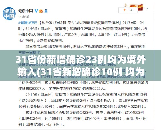 31省份新增确诊23例均为境外输入(31省新增确诊10例 均为境外输入)