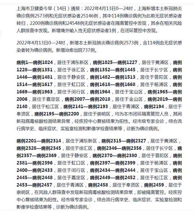 上海新增本土确诊2494/上海新增本土确诊2例无症状3例