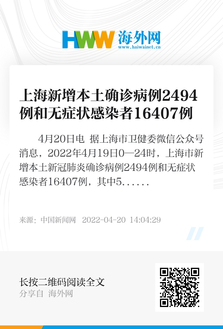 上海新增本土确诊2494/上海新增本土确诊2例无症状3例