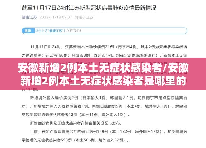 安徽新增2例本土无症状感染者/安徽新增2例本土无症状感染者是哪里的