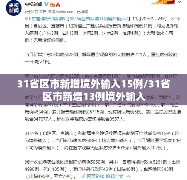 31省区市新增境外输入15例/31省区市新增13例境外输入
