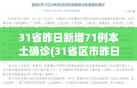 31省昨日新增71例本土确诊(31省区市昨日新增本土23例)