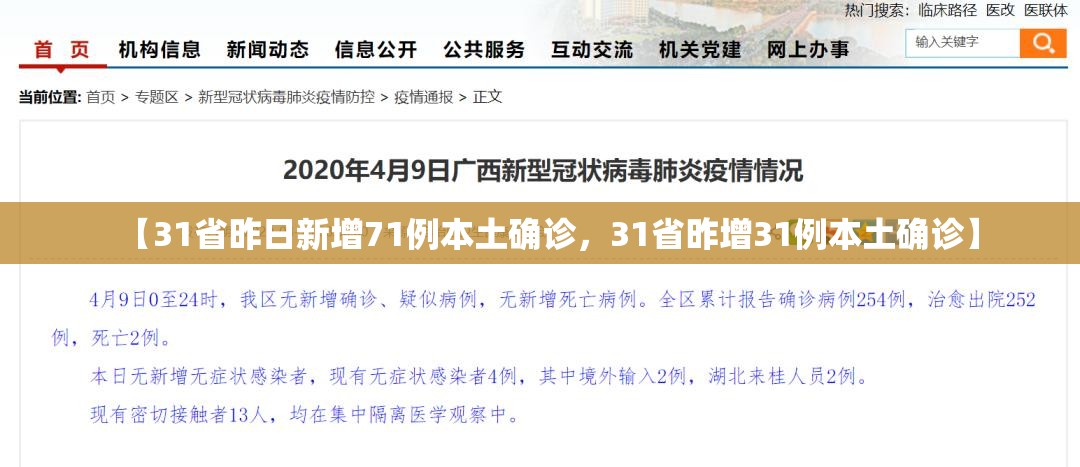 【31省昨日新增71例本土确诊，31省昨增31例本土确诊】