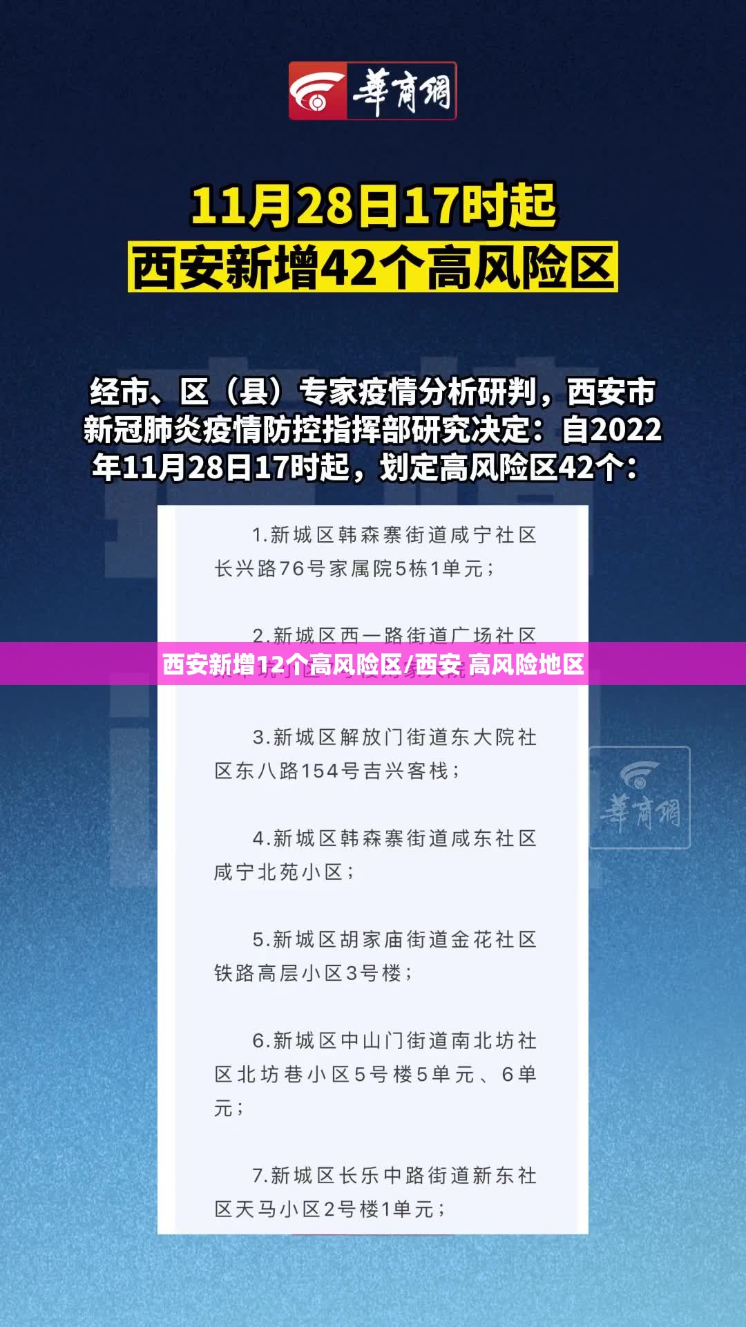 西安新增12个高风险区/西安 高风险地区