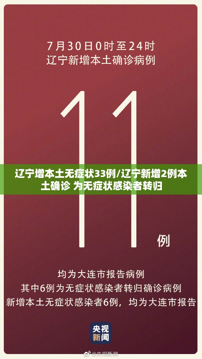 辽宁增本土无症状33例/辽宁新增2例本土确诊 为无症状感染者转归