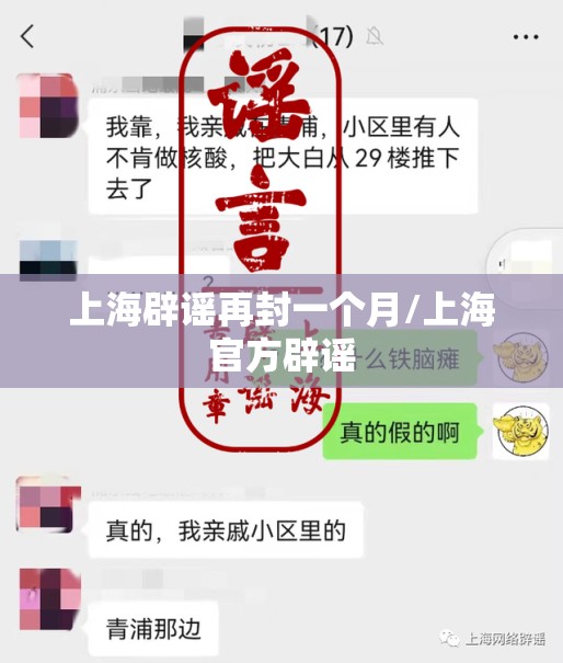 上海辟谣再封一个月/上海官方辟谣