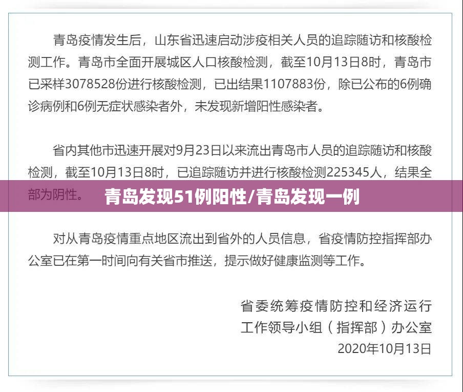 青岛发现51例阳性/青岛发现一例