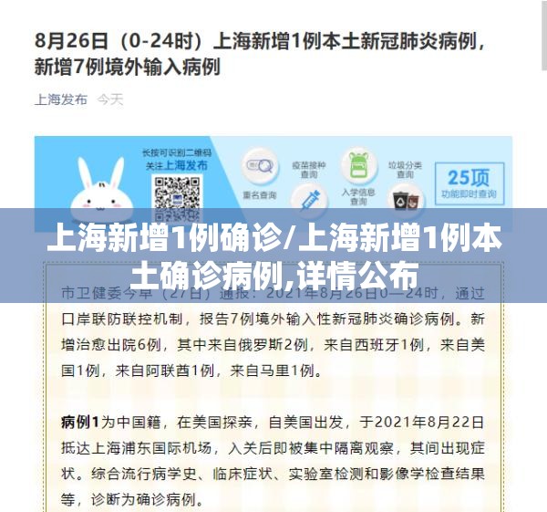 上海新增1例确诊/上海新增1例本土确诊病例,详情公布