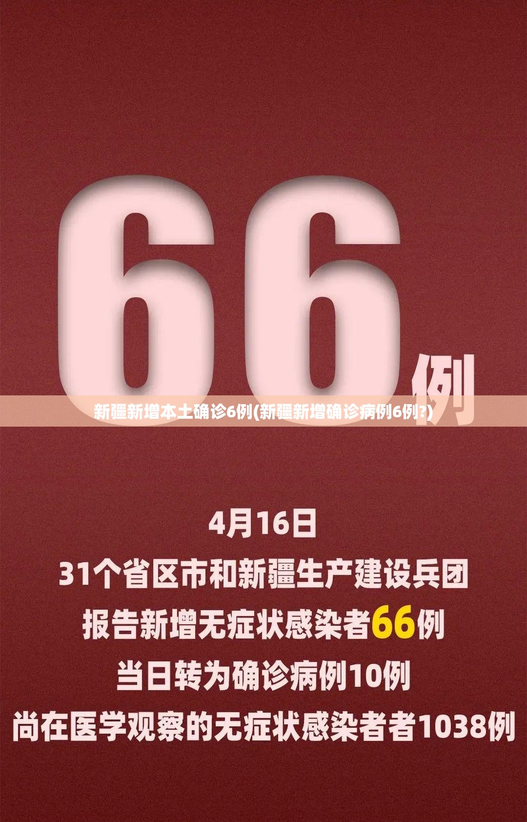 新疆新增本土确诊6例(新疆新增确诊病例6例?)