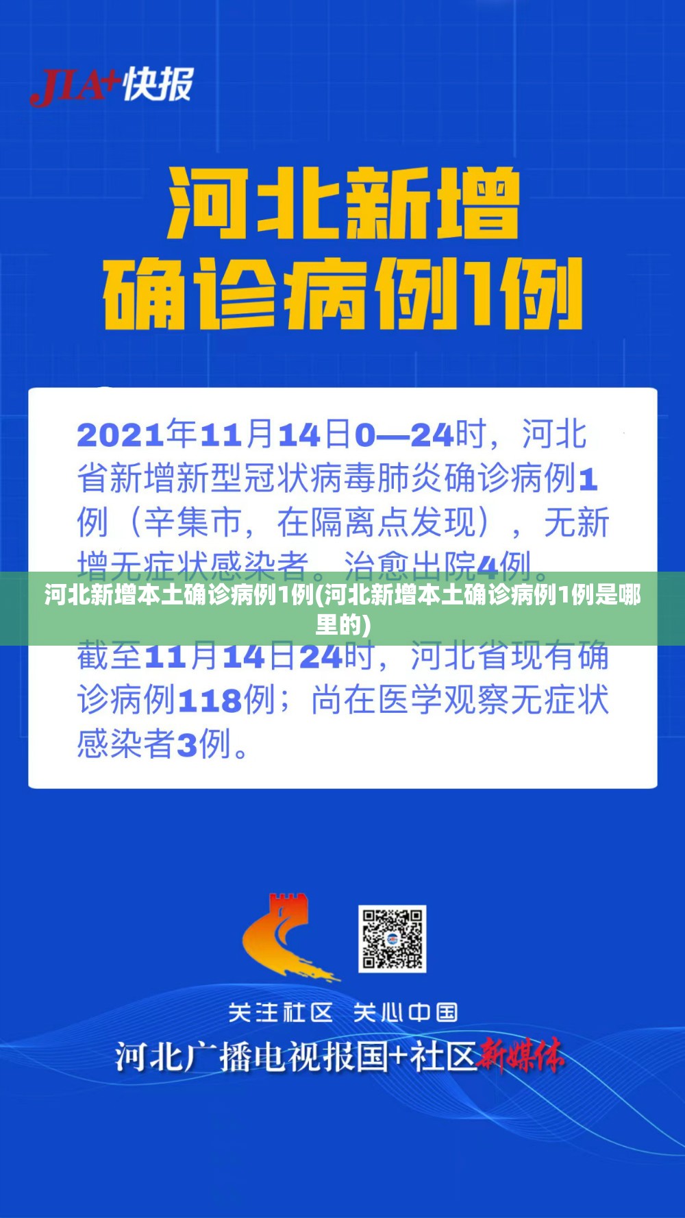 河北新增本土确诊病例1例(河北新增本土确诊病例1例是哪里的)