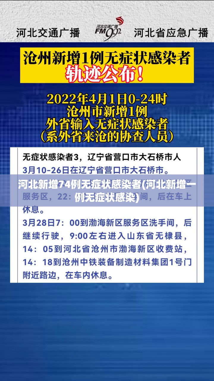 河北新增74例无症状感染者(河北新增一例无症状感染)