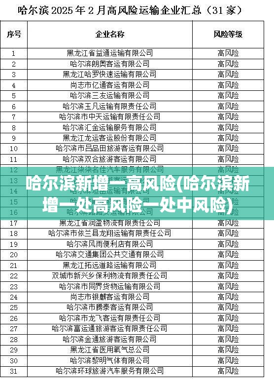哈尔滨新增一高风险(哈尔滨新增一处高风险一处中风险)