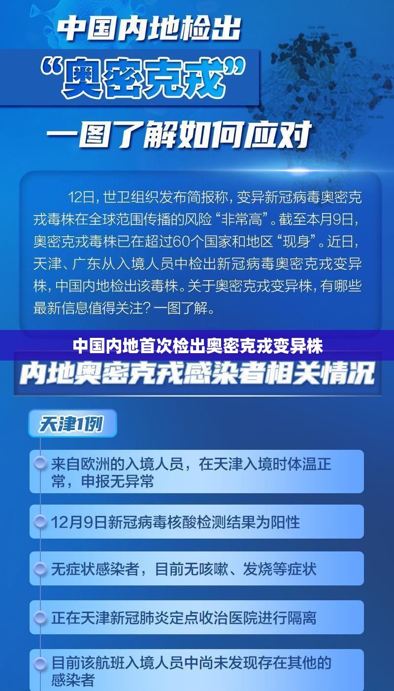 中国内地首次检出奥密克戎变异株 中国内地首次检出奥密克戎变异株