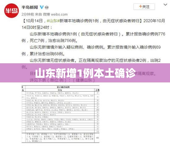 山东新增1例本土确诊