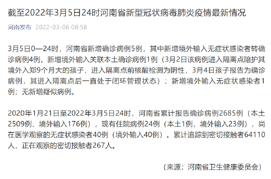 河南新增确诊病例5例(河南新增确诊病历)