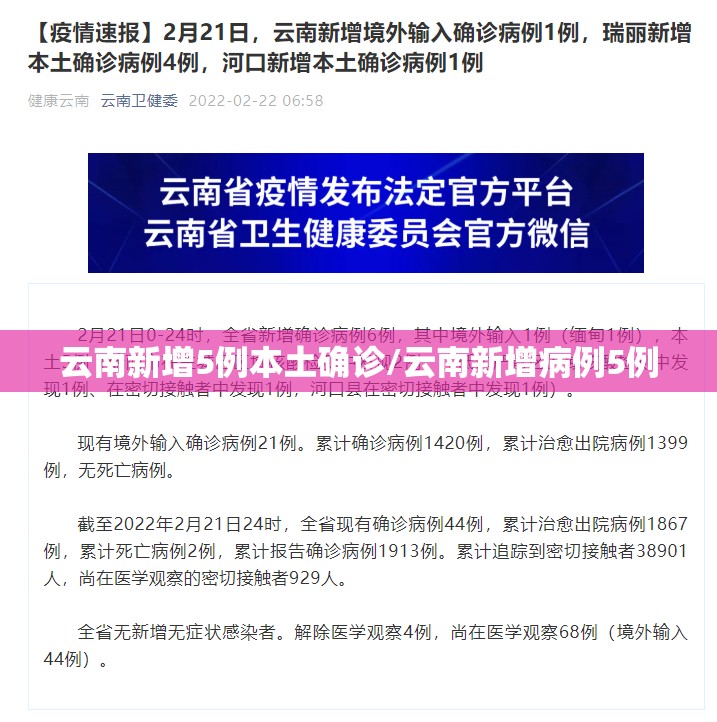 云南新增5例本土确诊/云南新增病例5例