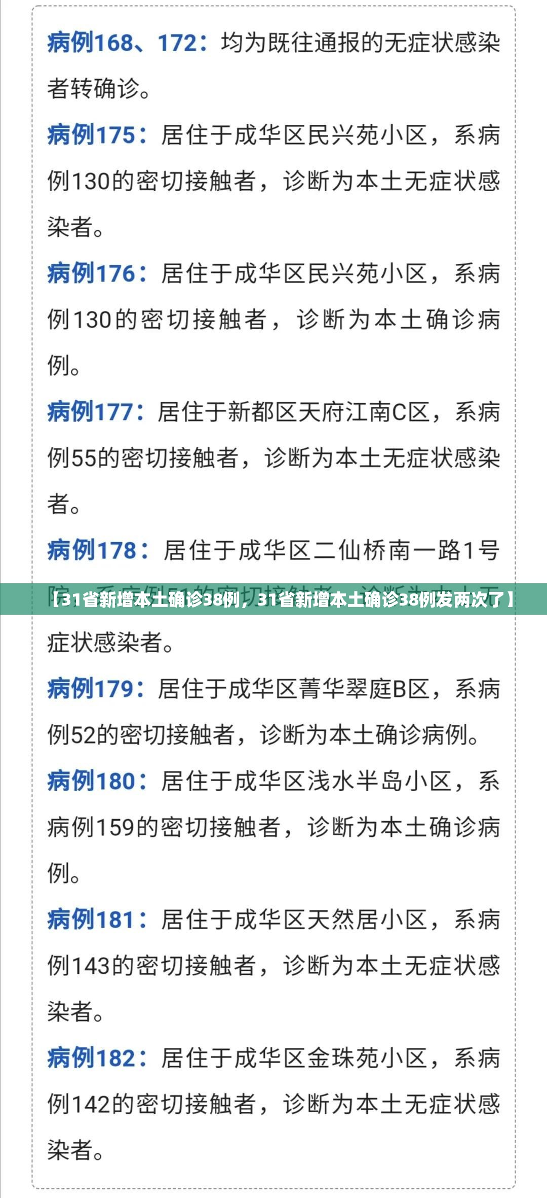 【31省新增本土确诊38例，31省新增本土确诊38例发两次了】