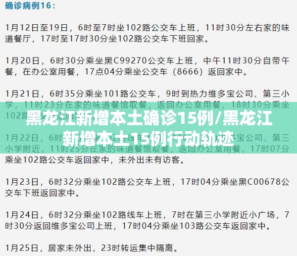 黑龙江新增本土确诊15例/黑龙江新增本土15例行动轨迹