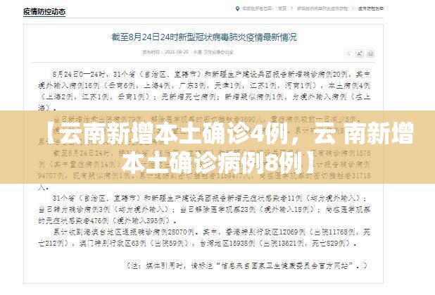 【云南新增本土确诊4例，云 南新增本土确诊病例8例】