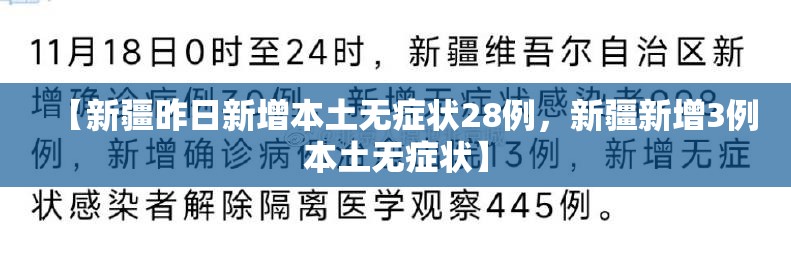 【新疆昨日新增本土无症状28例，新疆新增3例本土无症状】