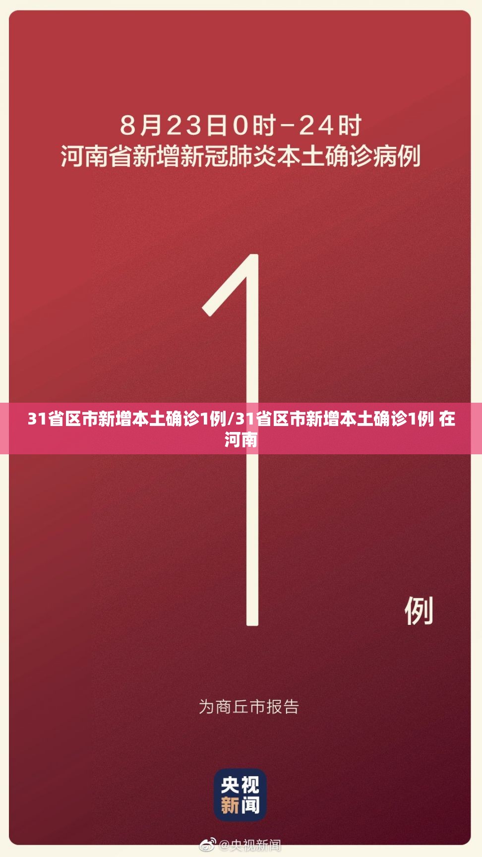 31省区市新增本土确诊1例/31省区市新增本土确诊1例 在河南 31省区市新增本土确诊1例/31省区市新增本土确诊1例 在河南