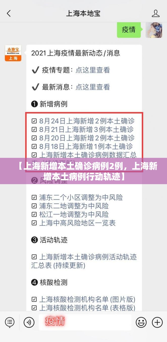 【上海新增本土确诊病例2例，上海新增本土病例行动轨迹】