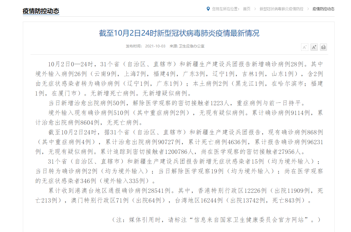 31省份新增本土确诊病例3例/31省份新增确诊病例69例其中本土病例48例