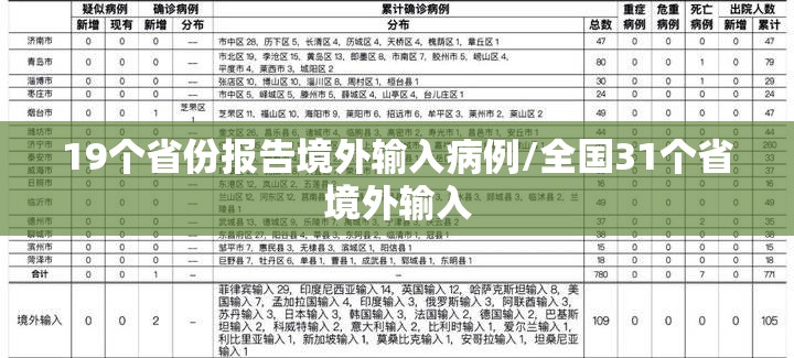 19个省份报告境外输入病例/全国31个省境外输入