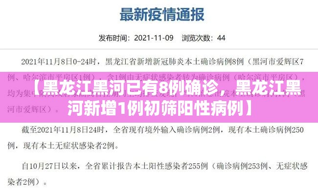 【黑龙江黑河已有8例确诊，黑龙江黑河新增1例初筛阳性病例】