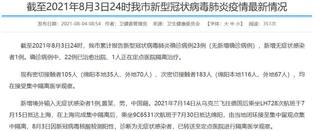 绵阳新增1例确诊(绵阳新增1例新型冠状病毒)