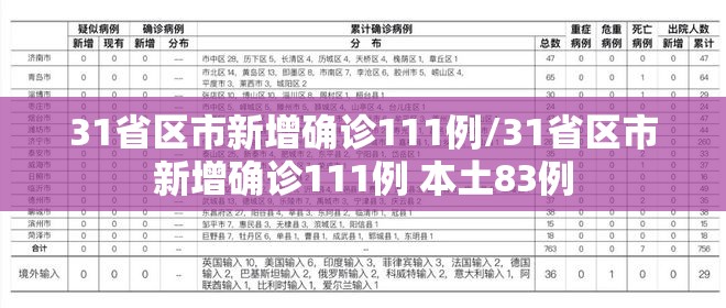 31省区市新增确诊111例/31省区市新增确诊111例 本土83例