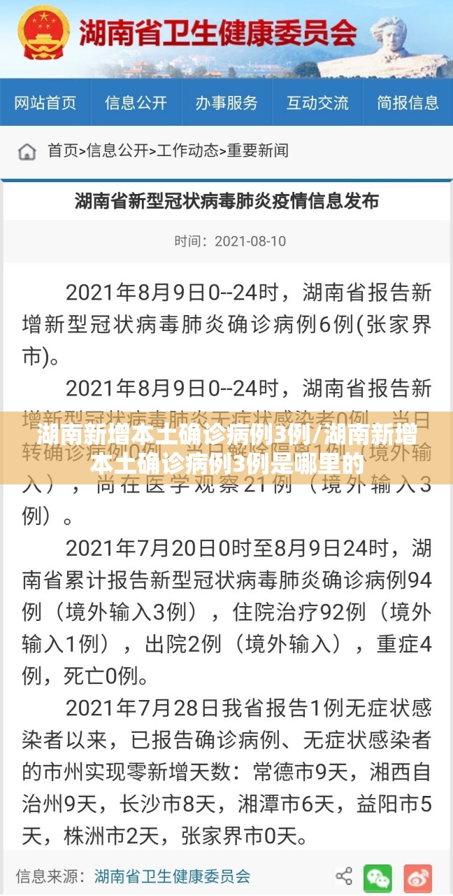 湖南新增本土确诊病例3例/湖南新增本土确诊病例3例是哪里的