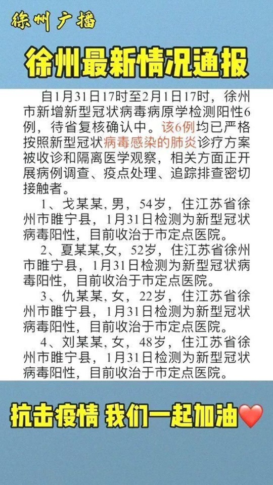【徐州市疫情最新公告，徐州市疫情最新公告消息】