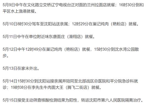【辽宁新增4例本土确诊5例无症状，辽宁新增5例本土确诊病例行动轨迹】