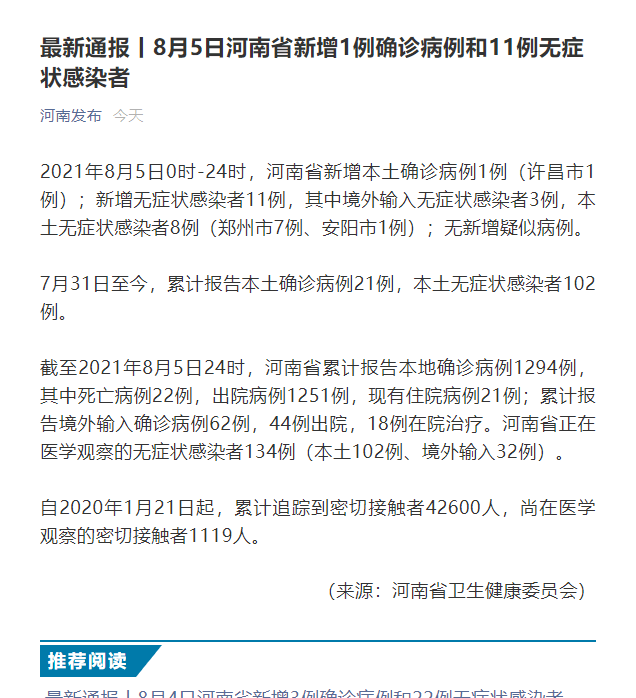 河南增2例本土确诊15例本土无症状/河南已报告本土确诊90例无症状51例