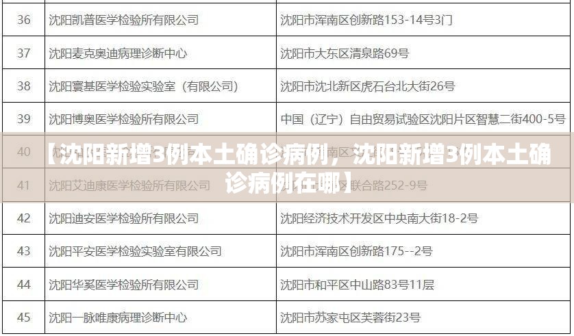 【沈阳新增3例本土确诊病例，沈阳新增3例本土确诊病例在哪】